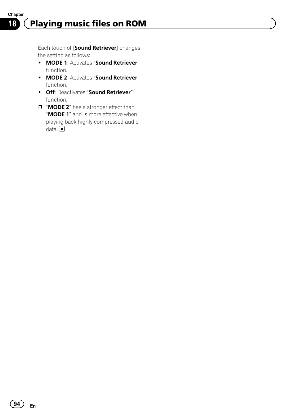 18 playing music files on rom | Pioneer SUPER TUNER IIID AVIC-X9310BT User Manual | Page 94 / 232