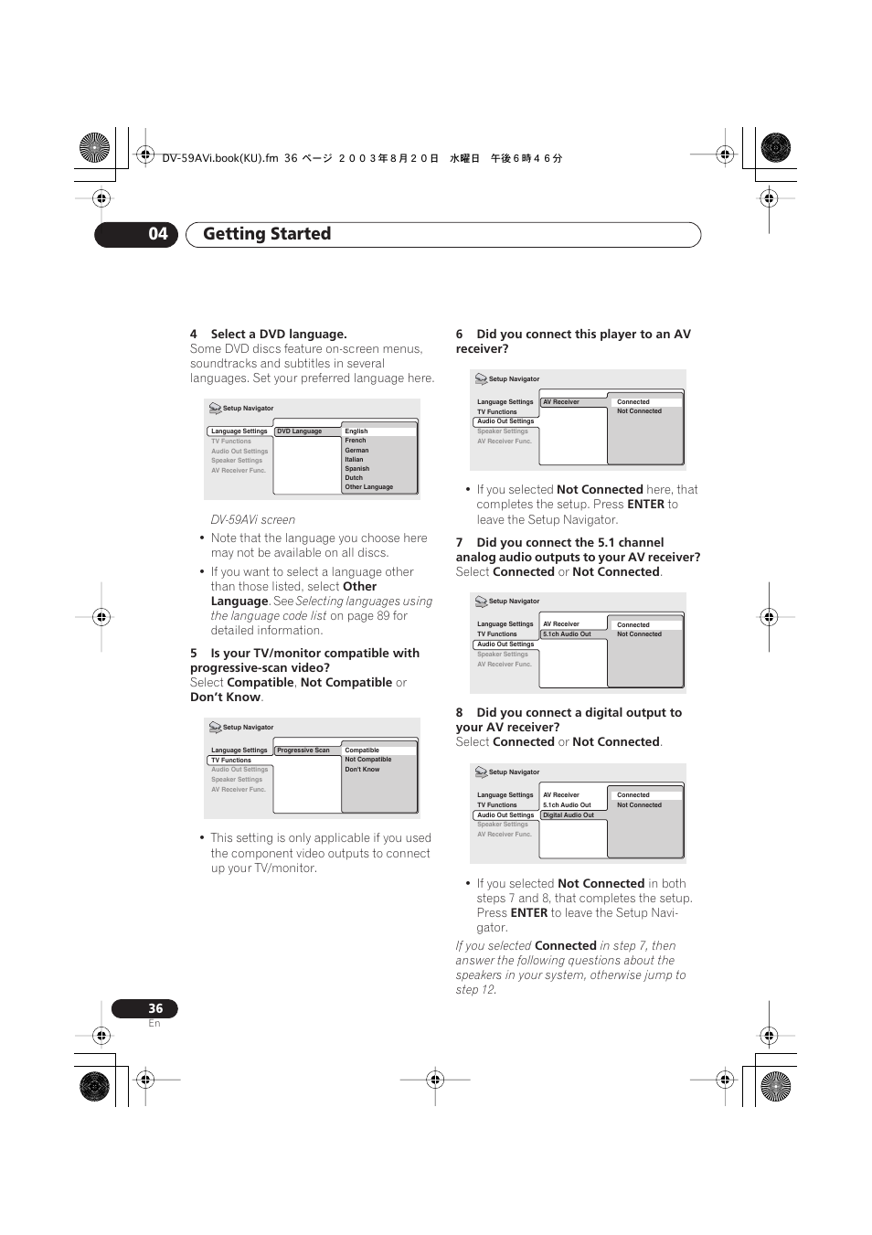 Getting started 04 | Pioneer DV-S969AVi User Manual | Page 36 / 100