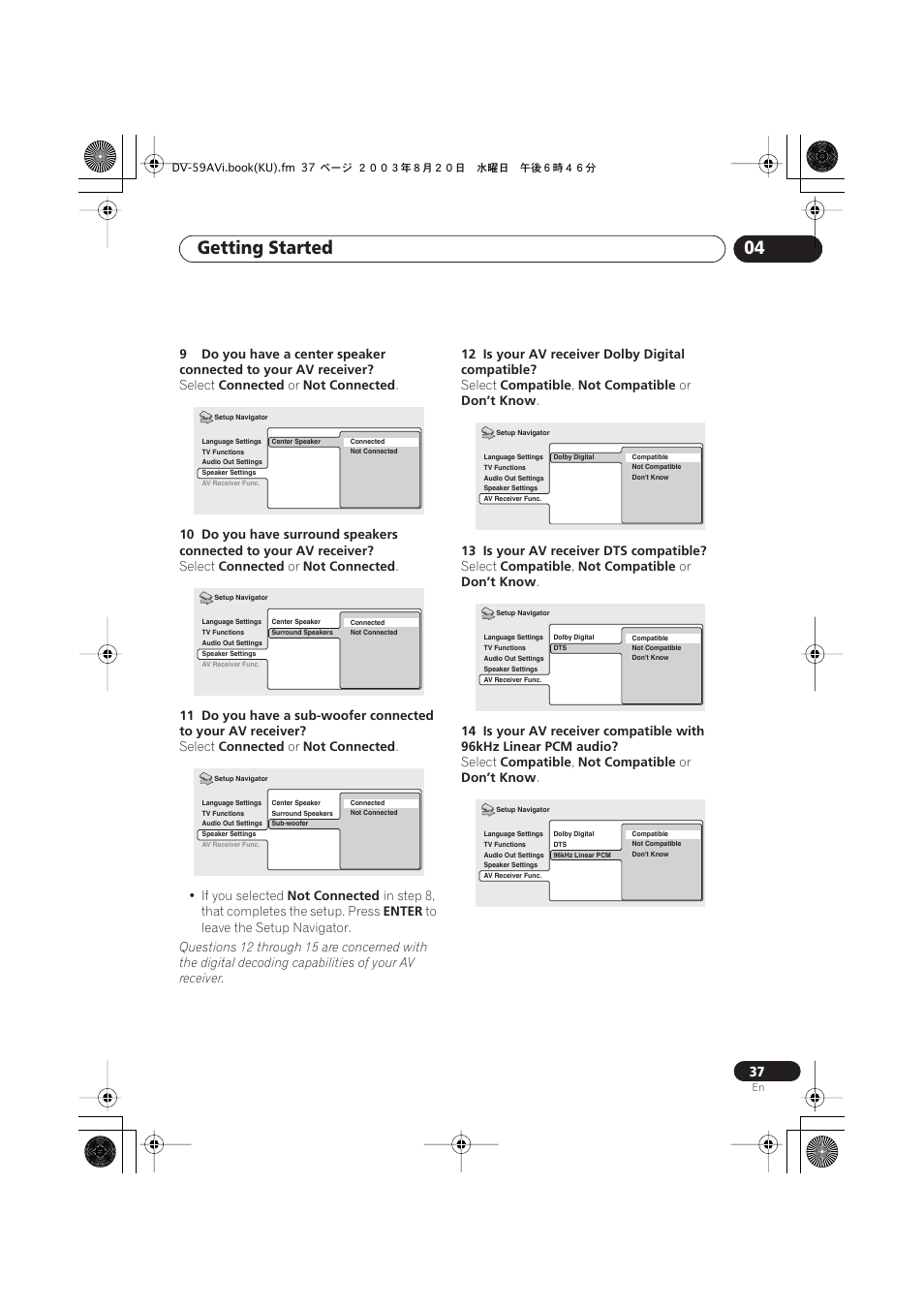 Getting started 04 | Pioneer DV-S969AVi User Manual | Page 37 / 100