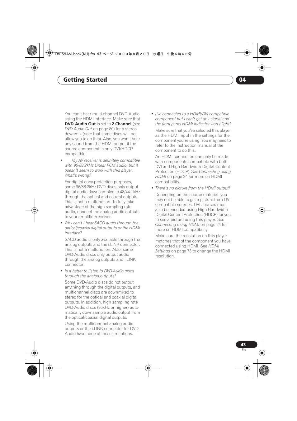 Getting started 04 | Pioneer DV-S969AVi User Manual | Page 43 / 100