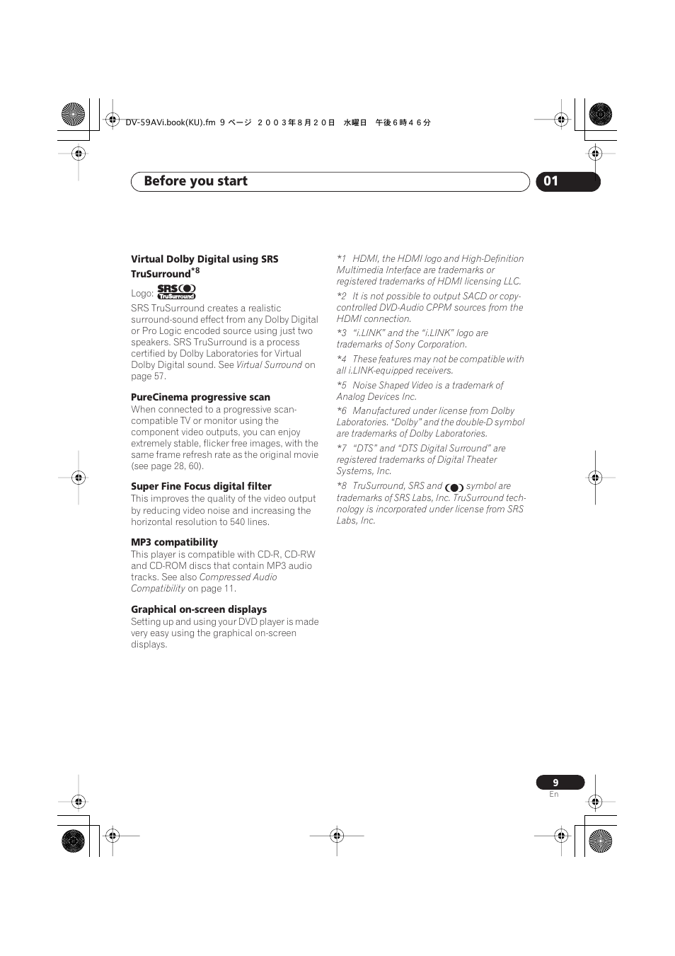 Before you start 01 | Pioneer DV-S969AVi User Manual | Page 9 / 100