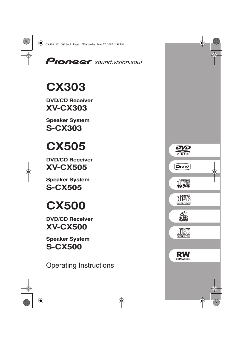 Pioneer XV-CX303 User Manual | 60 pages
