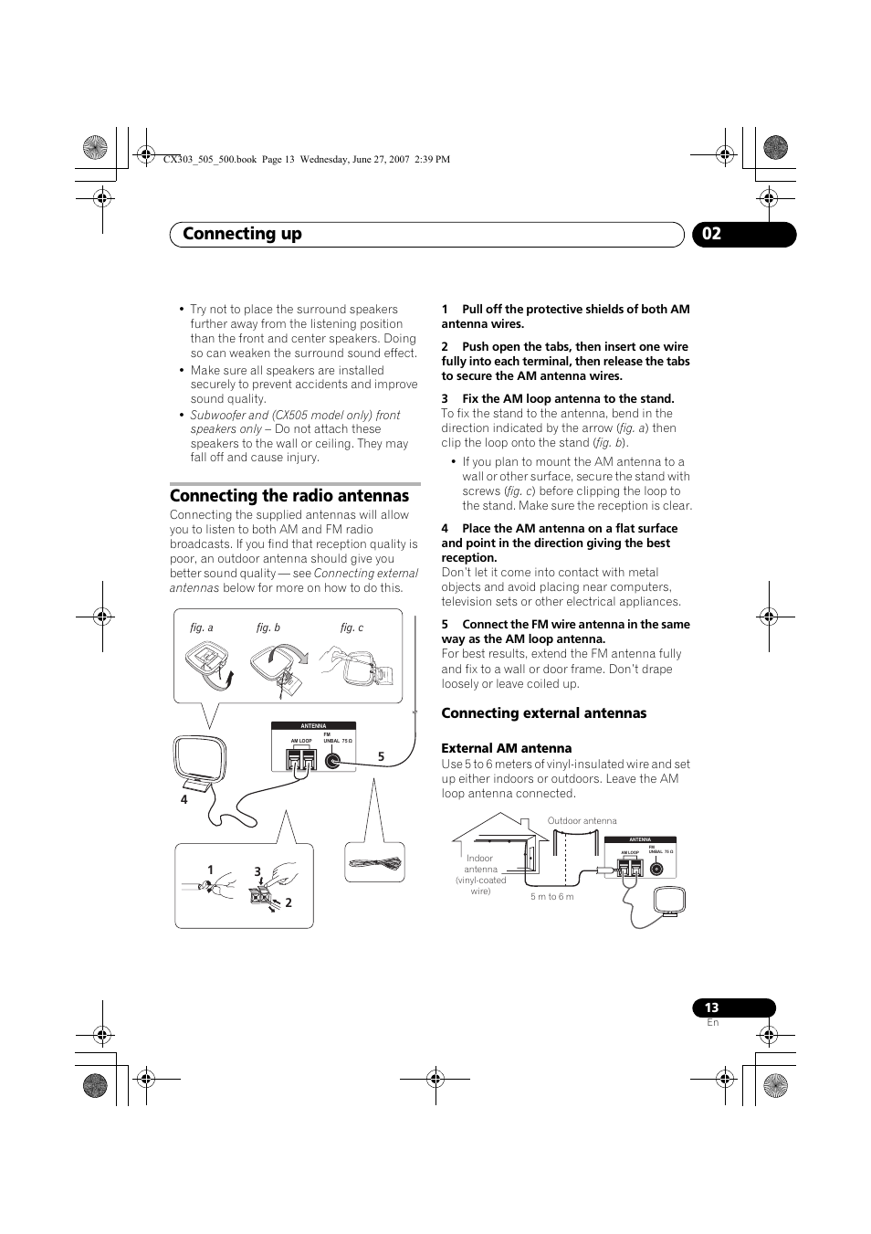 Connecting up 02, Connecting the radio antennas | Pioneer XV-CX303 User Manual | Page 13 / 60
