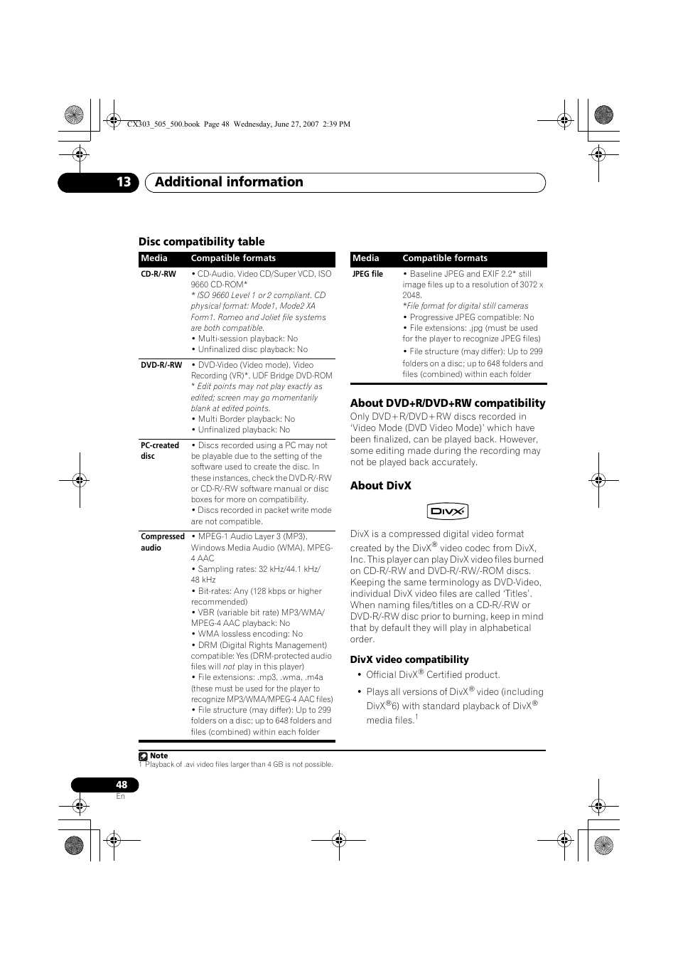 Additional information 13 | Pioneer XV-CX303 User Manual | Page 48 / 60
