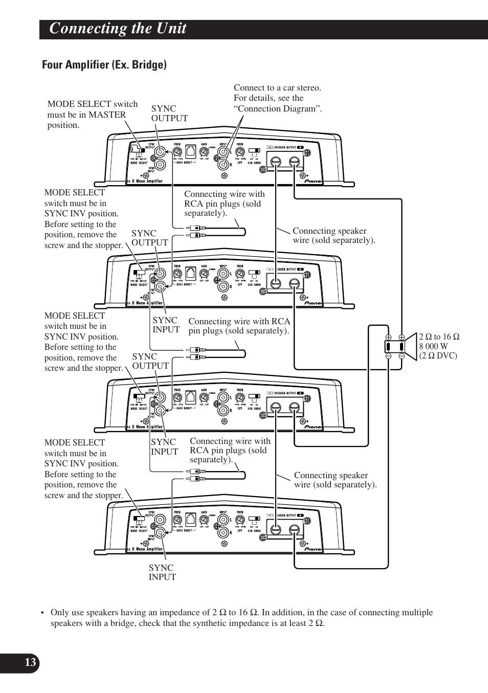 Connecting the unit | Pioneer D2000SPL User Manual | Page 14 / 128