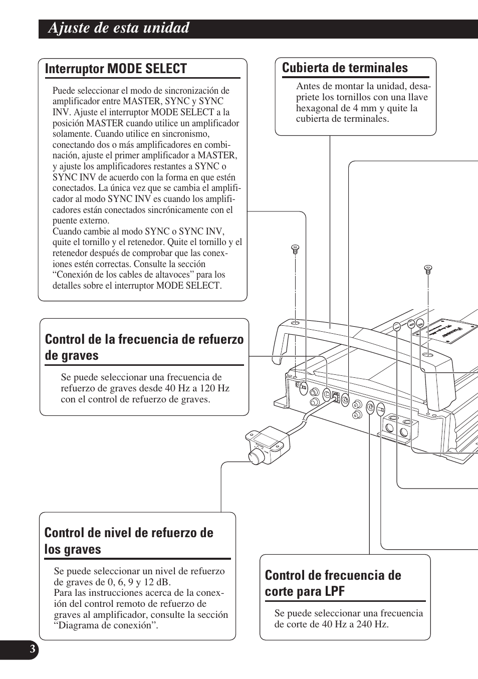 Ajuste de esta unidad, Graves | Pioneer D2000SPL User Manual | Page 22 / 128