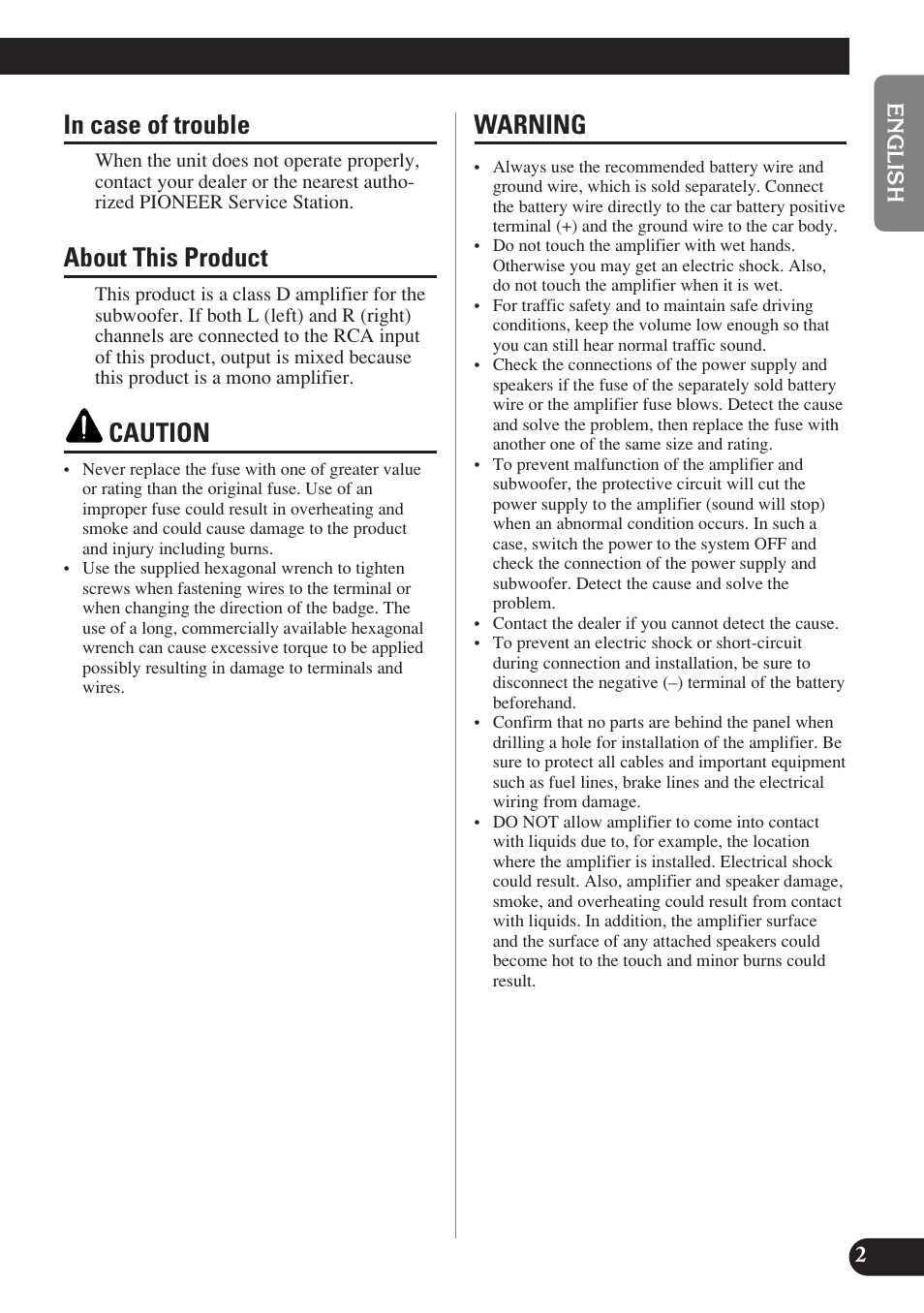 About this product, Caution, Warning | Pioneer D2000SPL User Manual | Page 3 / 128