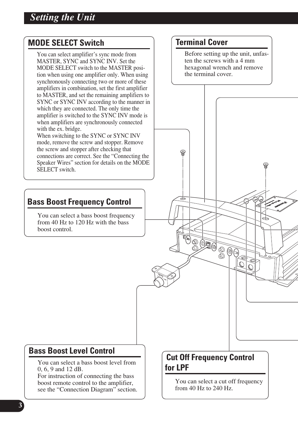 Setting the unit | Pioneer D2000SPL User Manual | Page 4 / 128