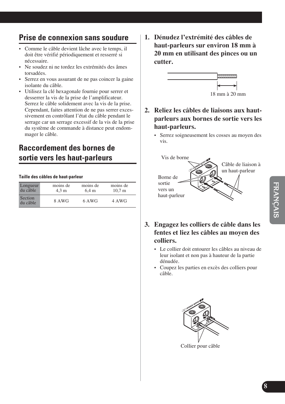 Haut-parleurs, Prise de connexion sans soudure | Pioneer D2000SPL User Manual | Page 63 / 128