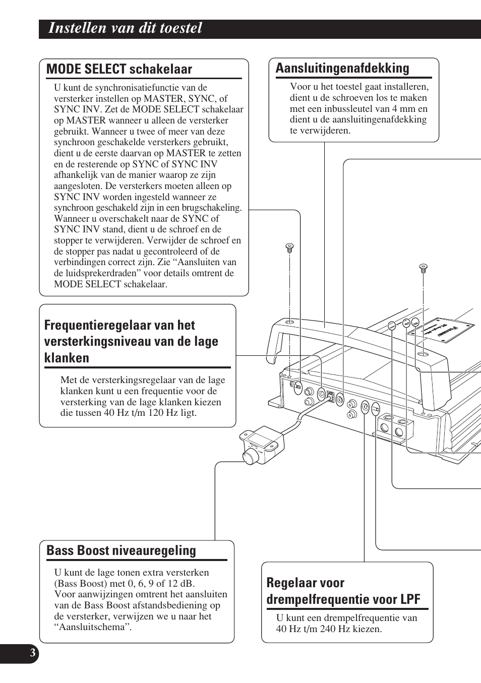 Instellen van dit toestel, Van de lage klanken | Pioneer D2000SPL User Manual | Page 94 / 128