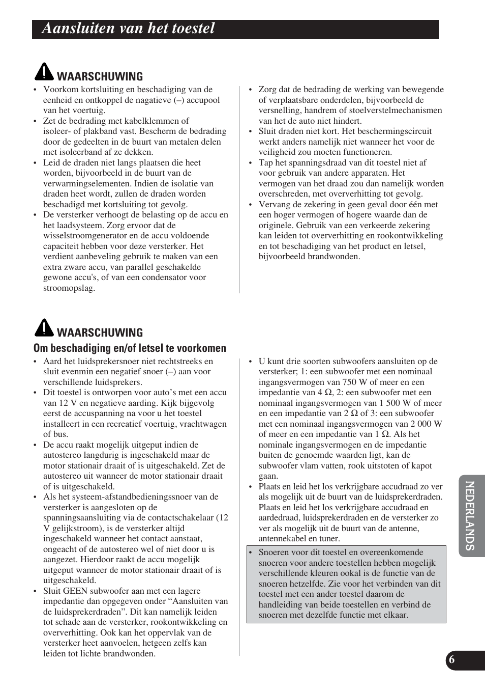 Aansluiten van het toestel | Pioneer D2000SPL User Manual | Page 97 / 128