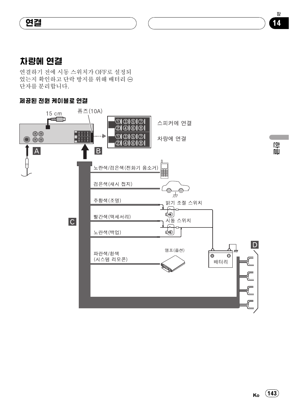 차량에 연결 143, 차량에 연결 | Pioneer DVH-3950MP User Manual | Page 143 / 154