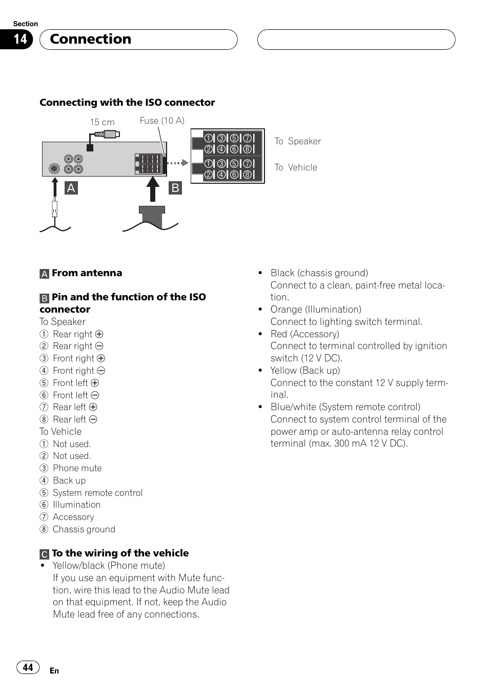 Connection | Pioneer DVH-3950MP User Manual | Page 44 / 154