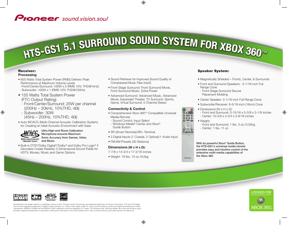 Pioneer HTS-GS1 User Manual | Page 2 / 2