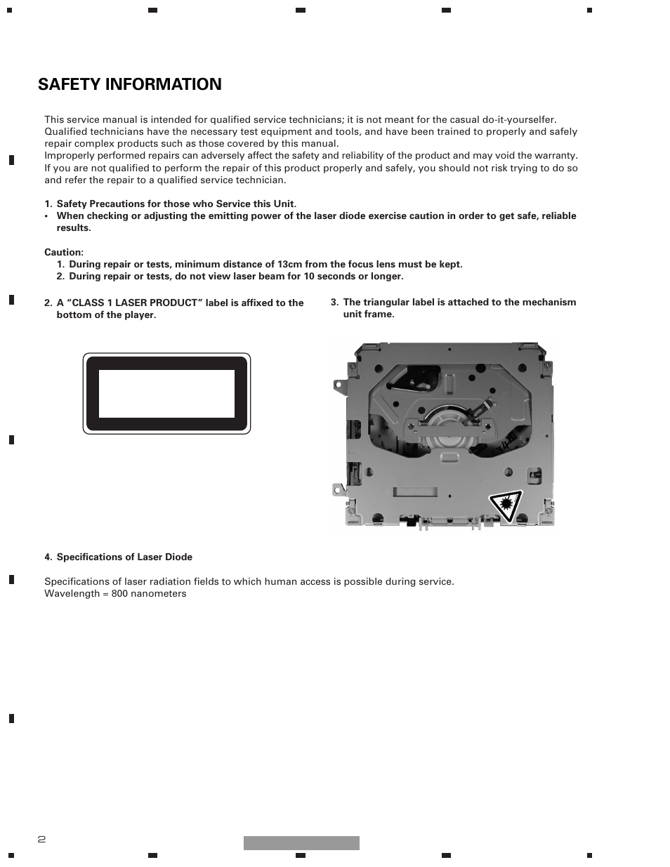 Safety information, Class 1 laser product | Pioneer DEH-1510XU/EE User Manual | Page 2 / 71