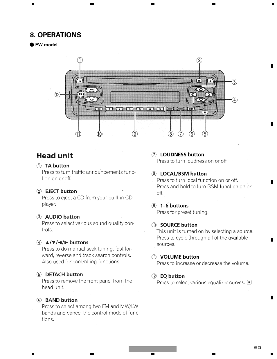 Operations | Pioneer DEH-1510XU/EE User Manual | Page 65 / 71