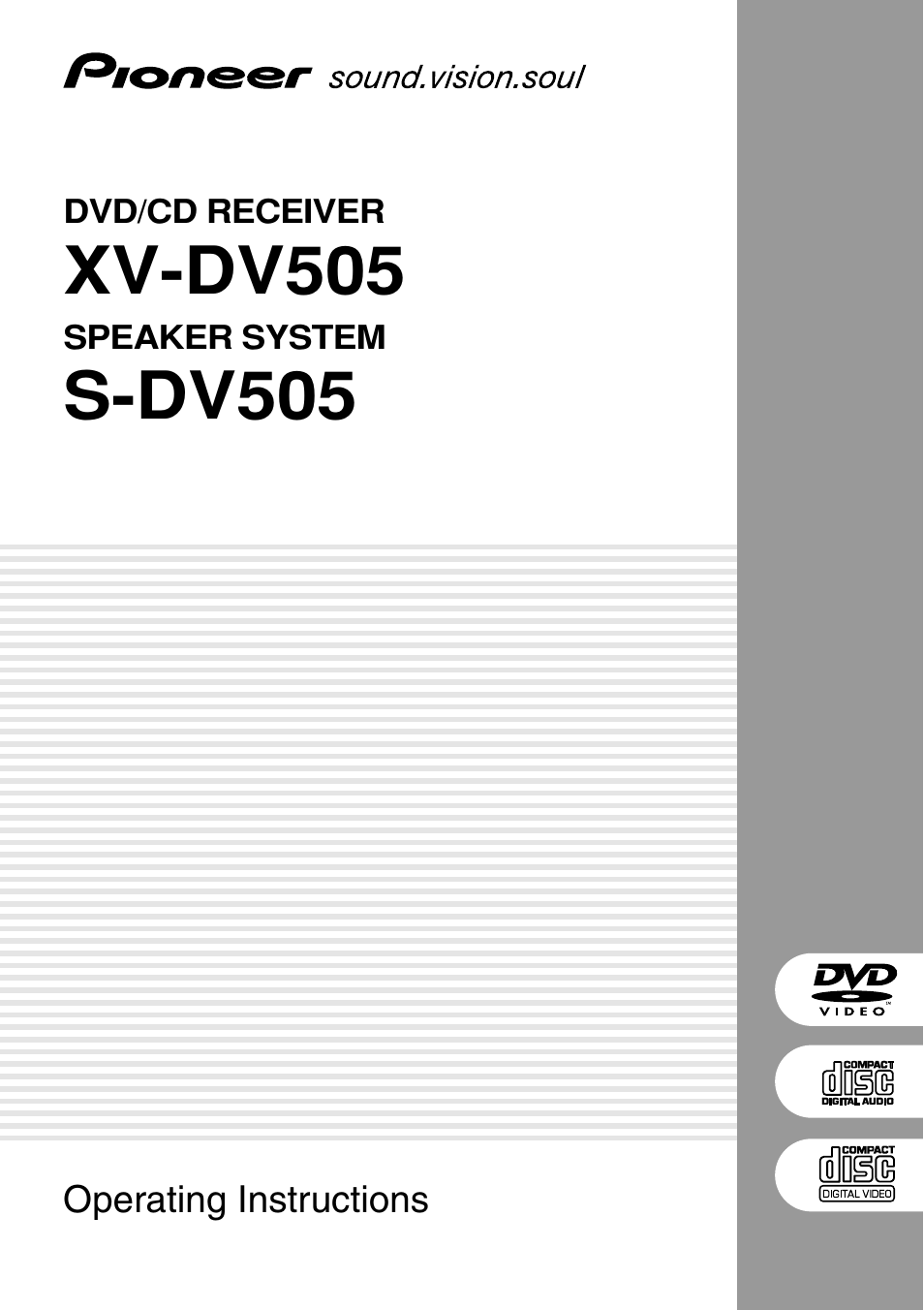 Pioneer XV-DV505 User Manual | 76 pages