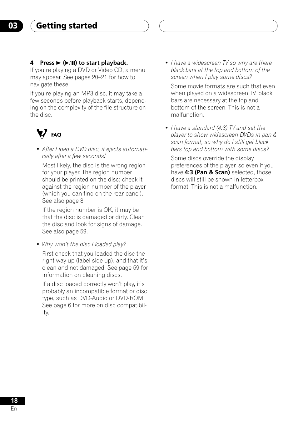 Getting started 03 | Pioneer XV-DV505 User Manual | Page 18 / 76