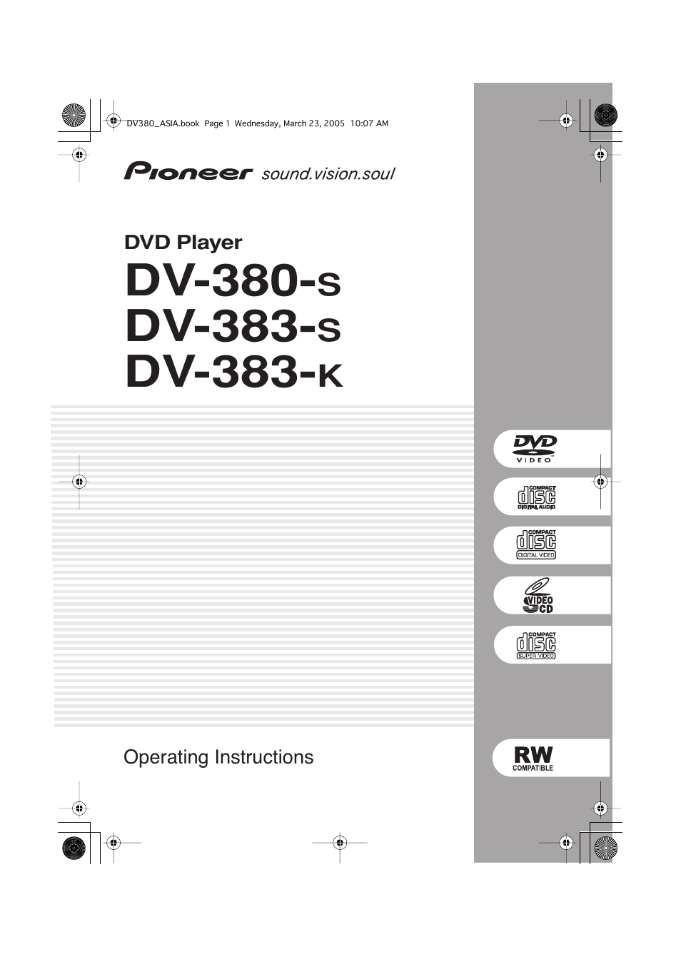 Pioneer DV-380-S User Manual | 44 pages