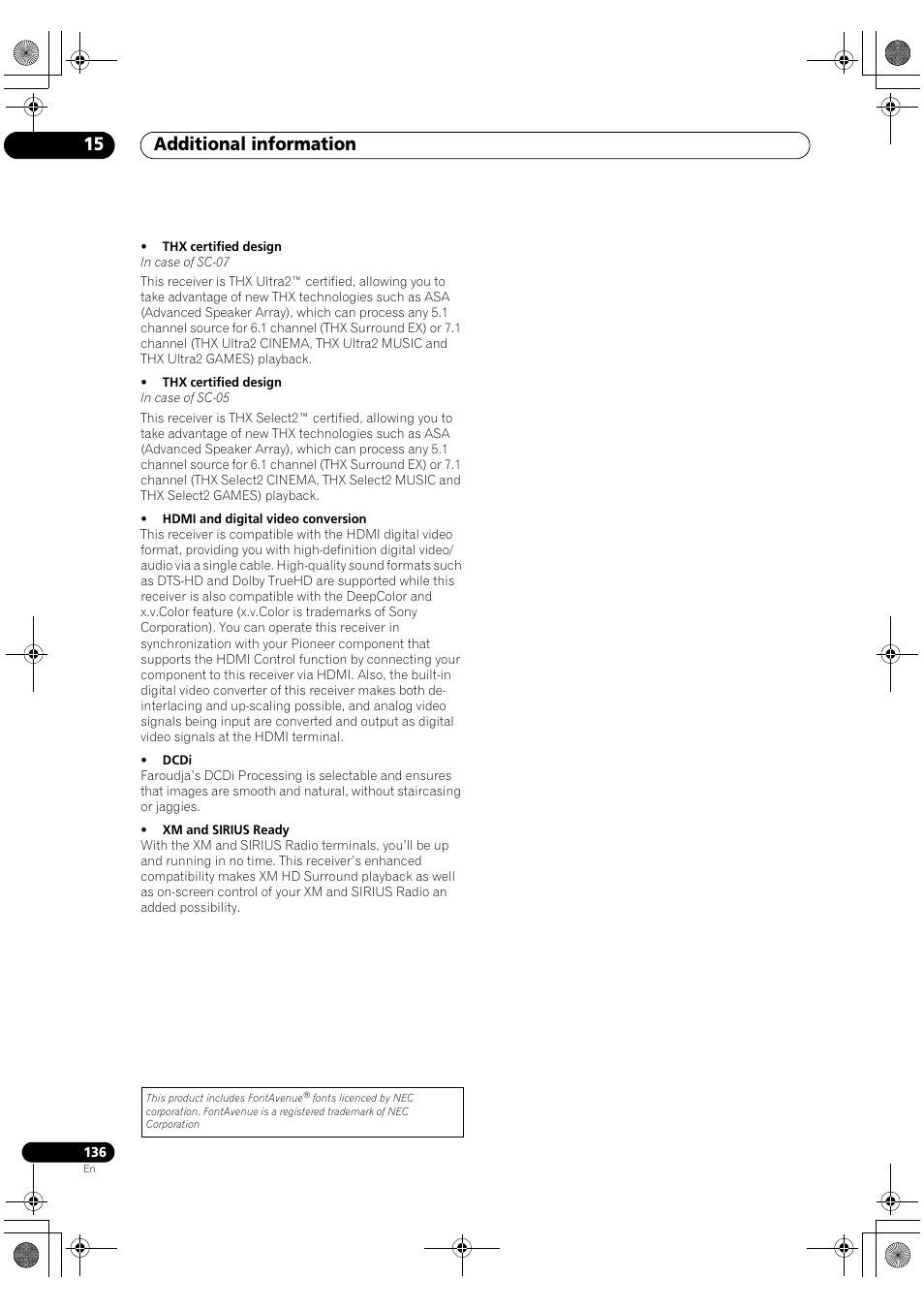 Additional information 15 | Pioneer Elite SC-07 User Manual | Page 136 / 138
