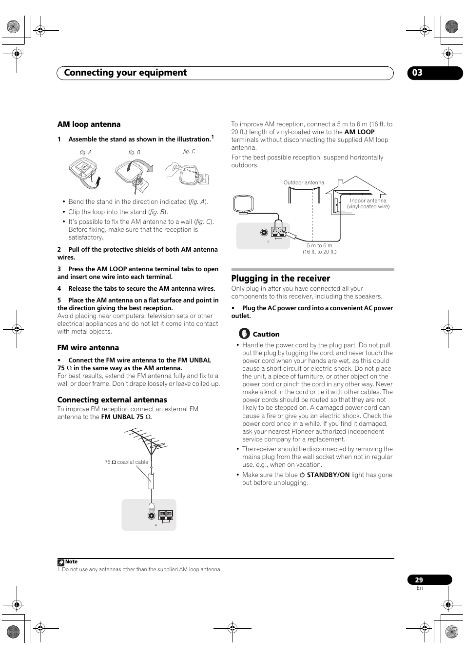 Plugging in the receiver, Connecting your equipment 03 | Pioneer Elite SC-07 User Manual | Page 29 / 138