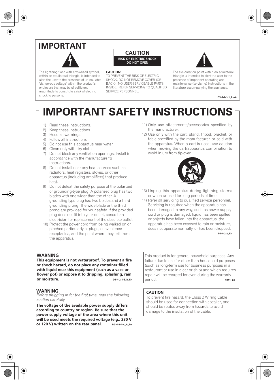 Important, Caution | Pioneer Elite SC-07 User Manual | Page 3 / 138