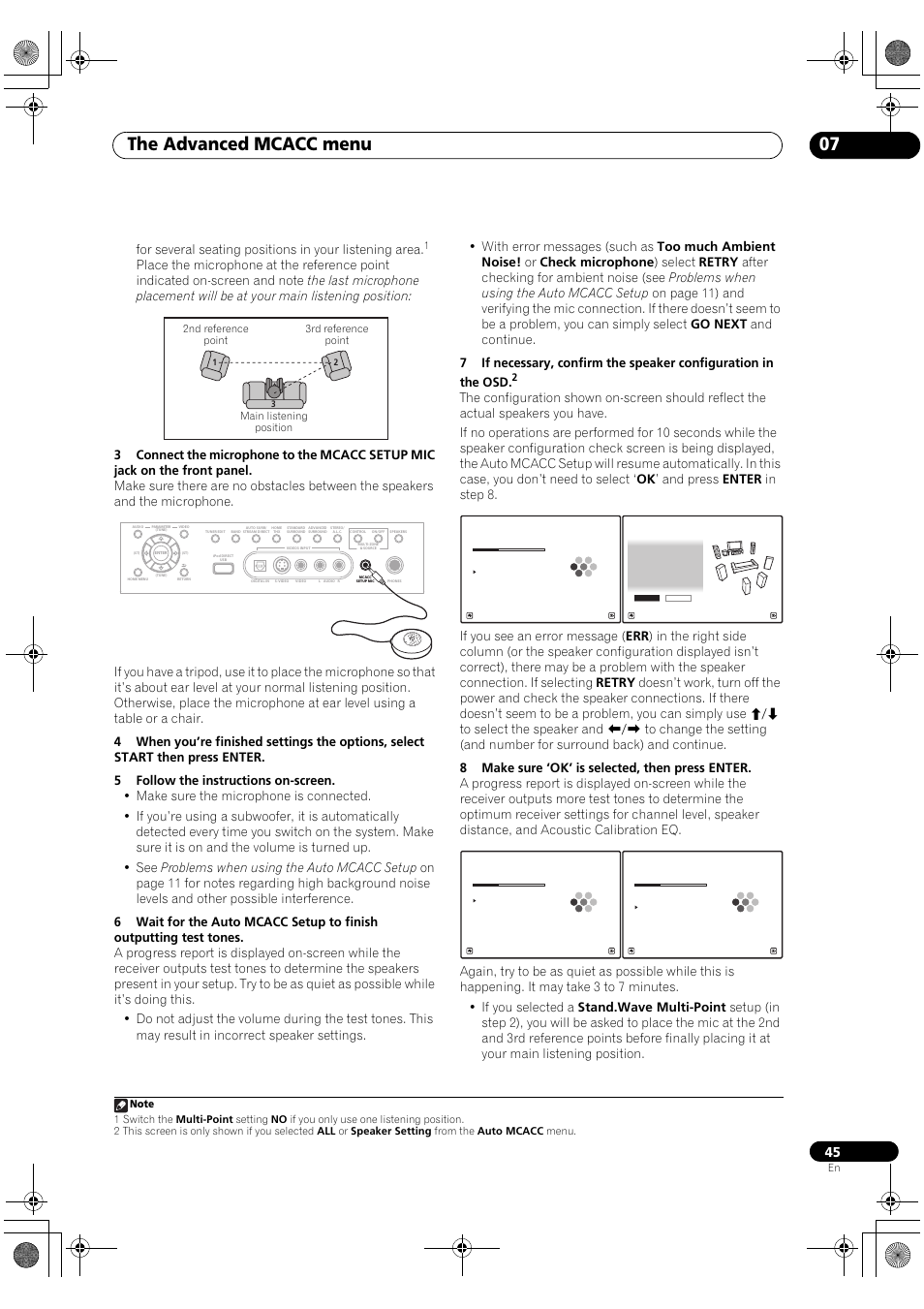 The advanced mcacc menu 07 | Pioneer Elite SC-07 User Manual | Page 45 / 138