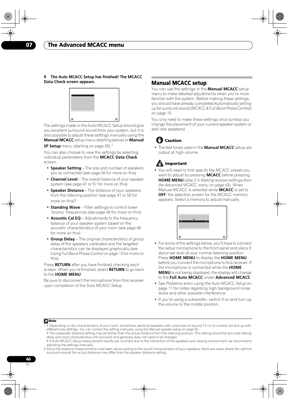 Manual mcacc setup, The advanced mcacc menu 07 | Pioneer Elite SC-07 User Manual | Page 46 / 138