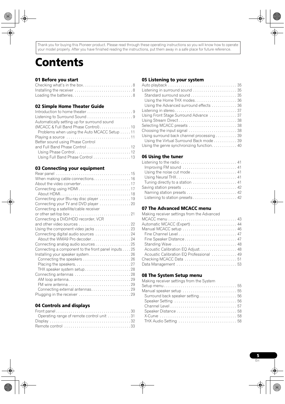 Pioneer Elite SC-07 User Manual | Page 5 / 138