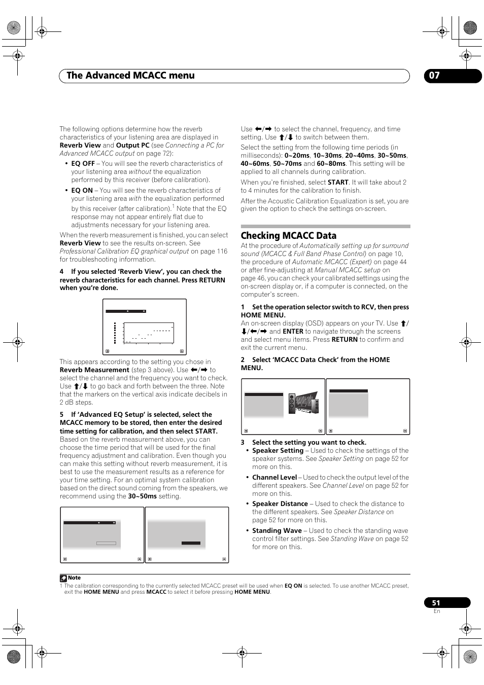 Checking mcacc data, The advanced mcacc menu 07 | Pioneer Elite SC-07 User Manual | Page 51 / 138