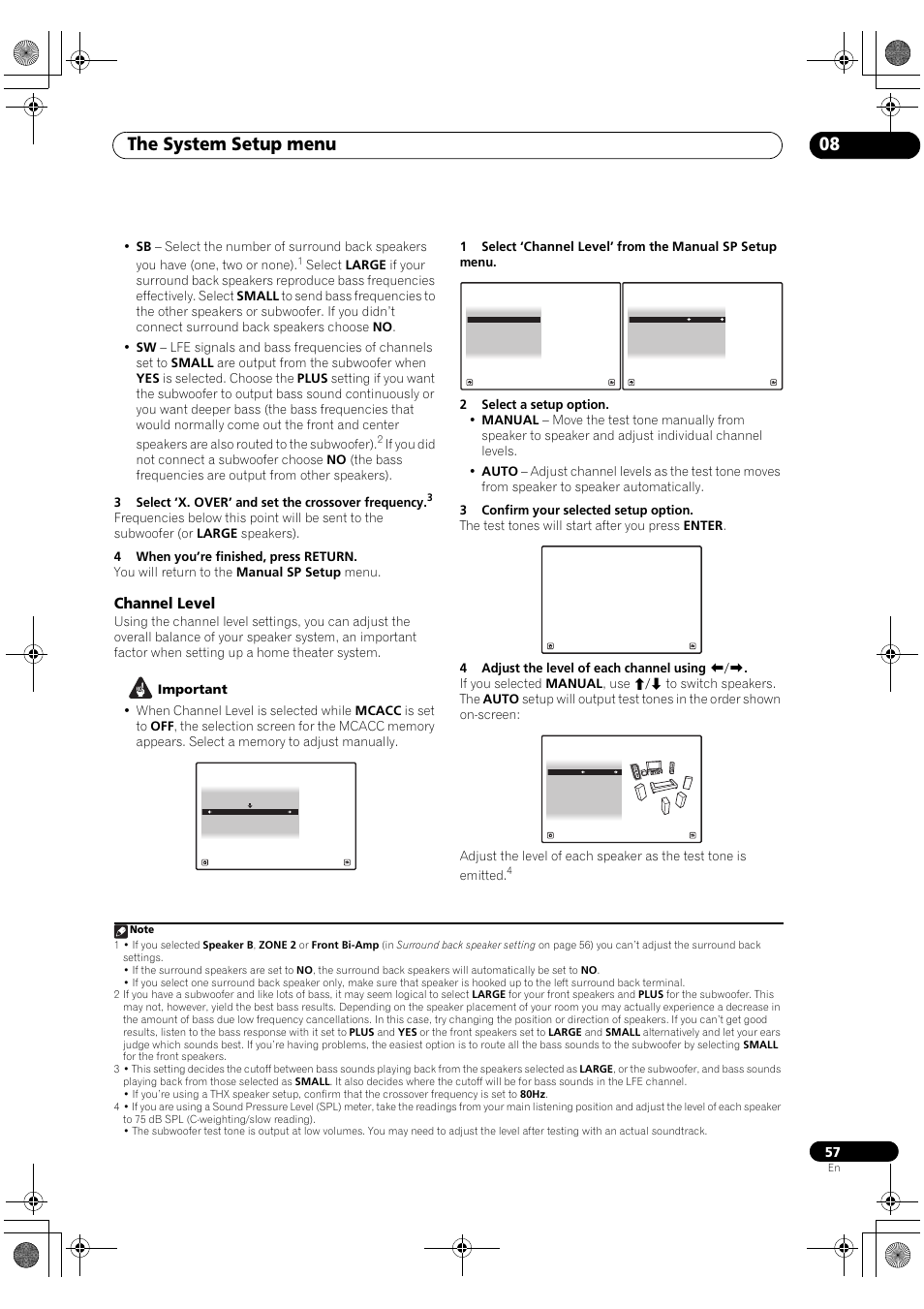 Channel level, The system setup menu 08 | Pioneer Elite SC-07 User Manual | Page 57 / 138