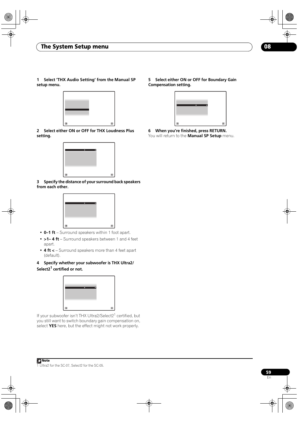 The system setup menu 08 | Pioneer Elite SC-07 User Manual | Page 59 / 138