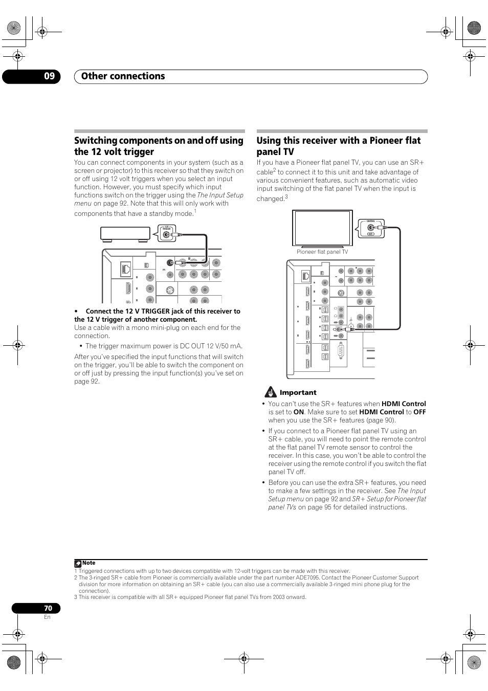 Other connections 09, Using this receiver with a pioneer flat panel tv | Pioneer Elite SC-07 User Manual | Page 70 / 138