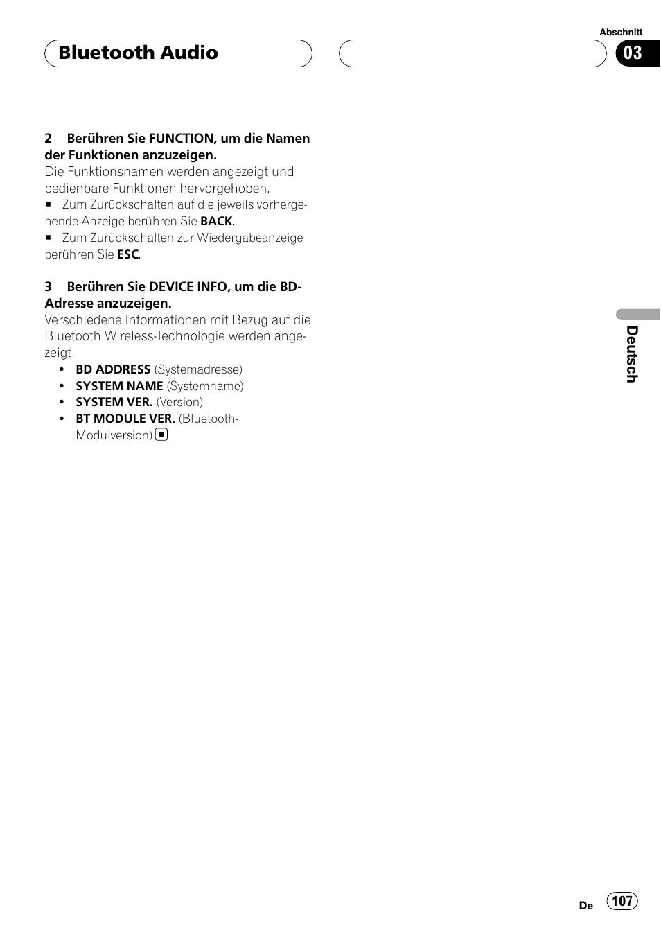 Bluetooth audio | Pioneer CD-BTB20 User Manual | Page 107 / 169