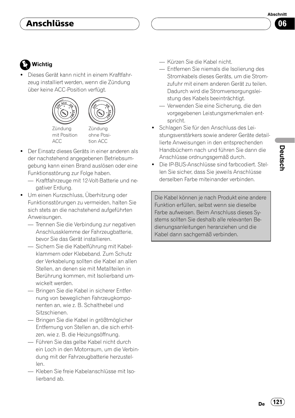 Anschlüsse, Deutsch | Pioneer CD-BTB20 User Manual | Page 121 / 169
