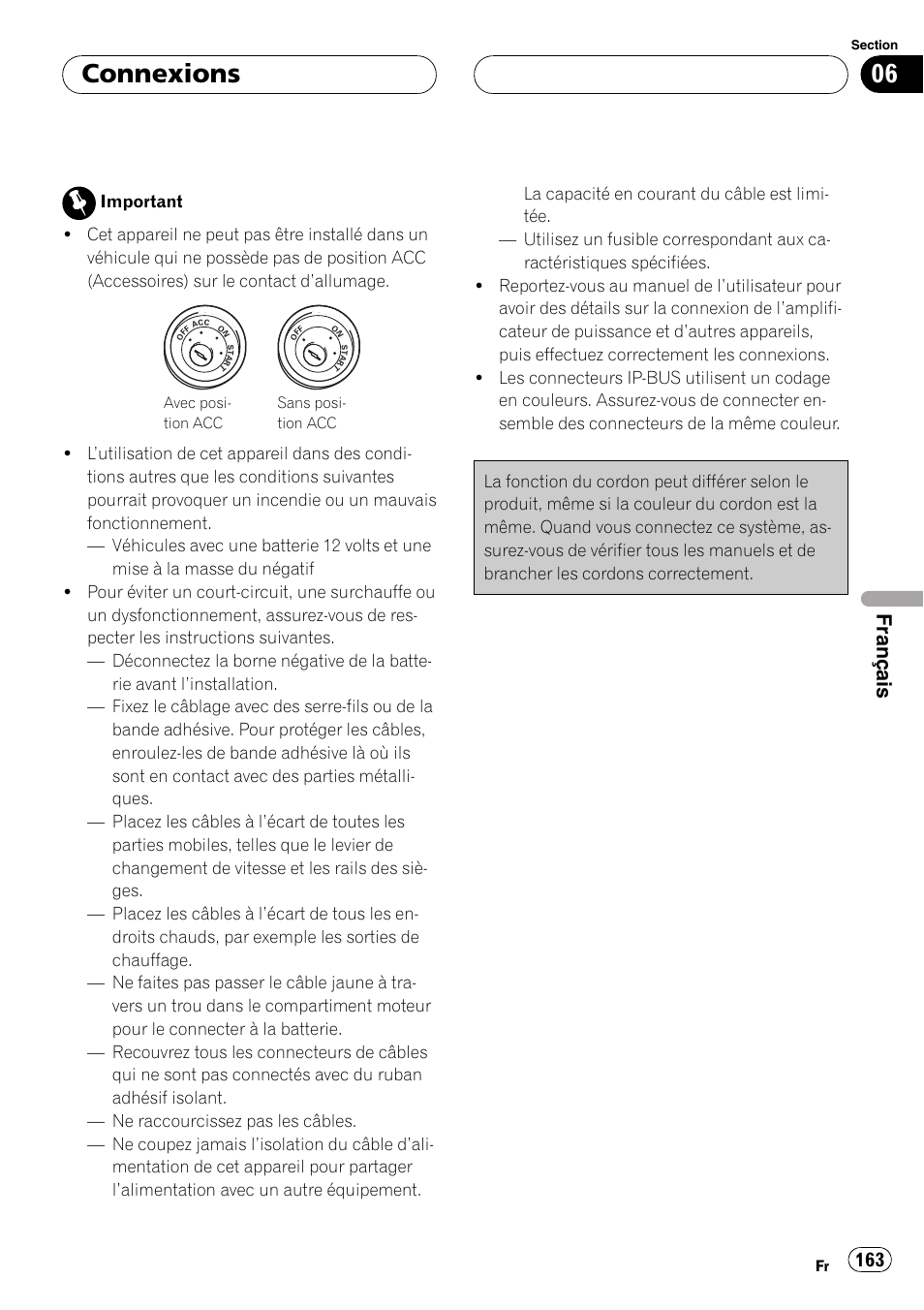 Connexions, Français | Pioneer CD-BTB20 User Manual | Page 163 / 169