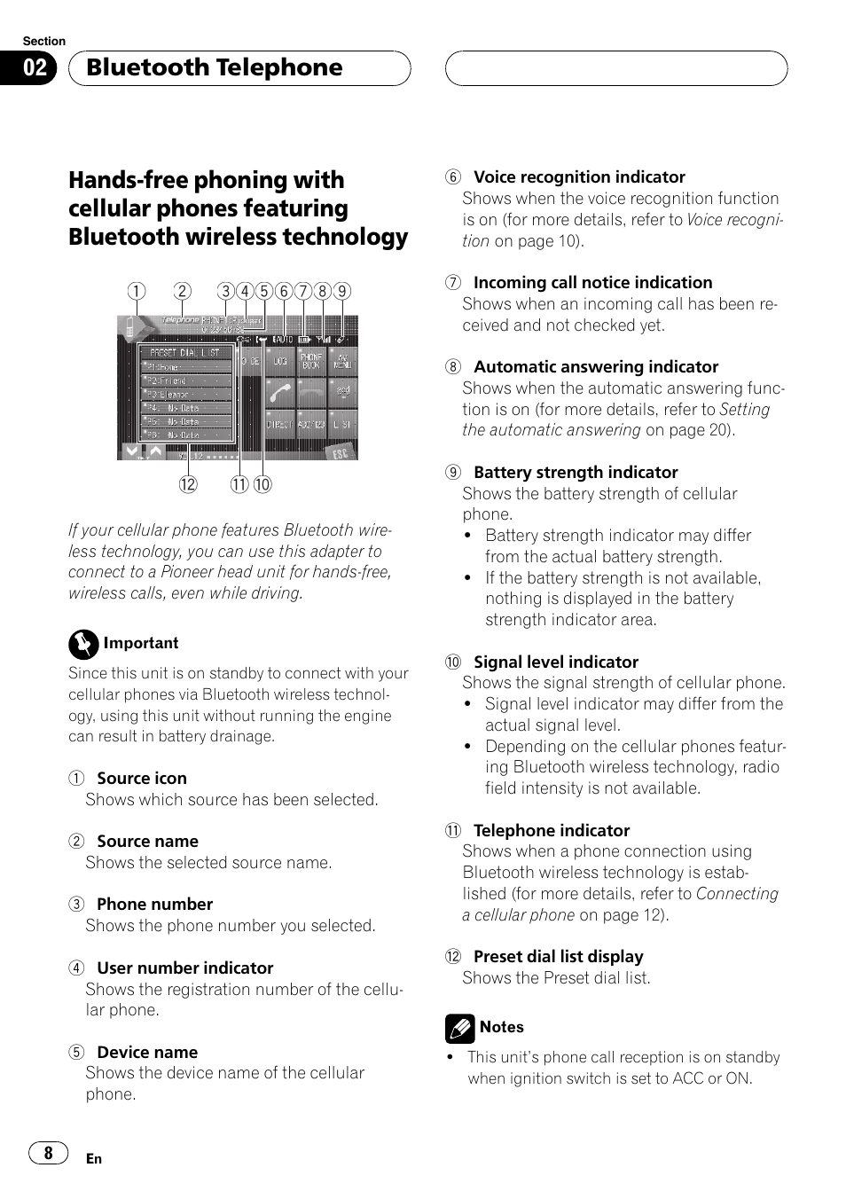 Featuring bluetooth wireless technology, Bluetooth telephone | Pioneer CD-BTB20 User Manual | Page 8 / 169