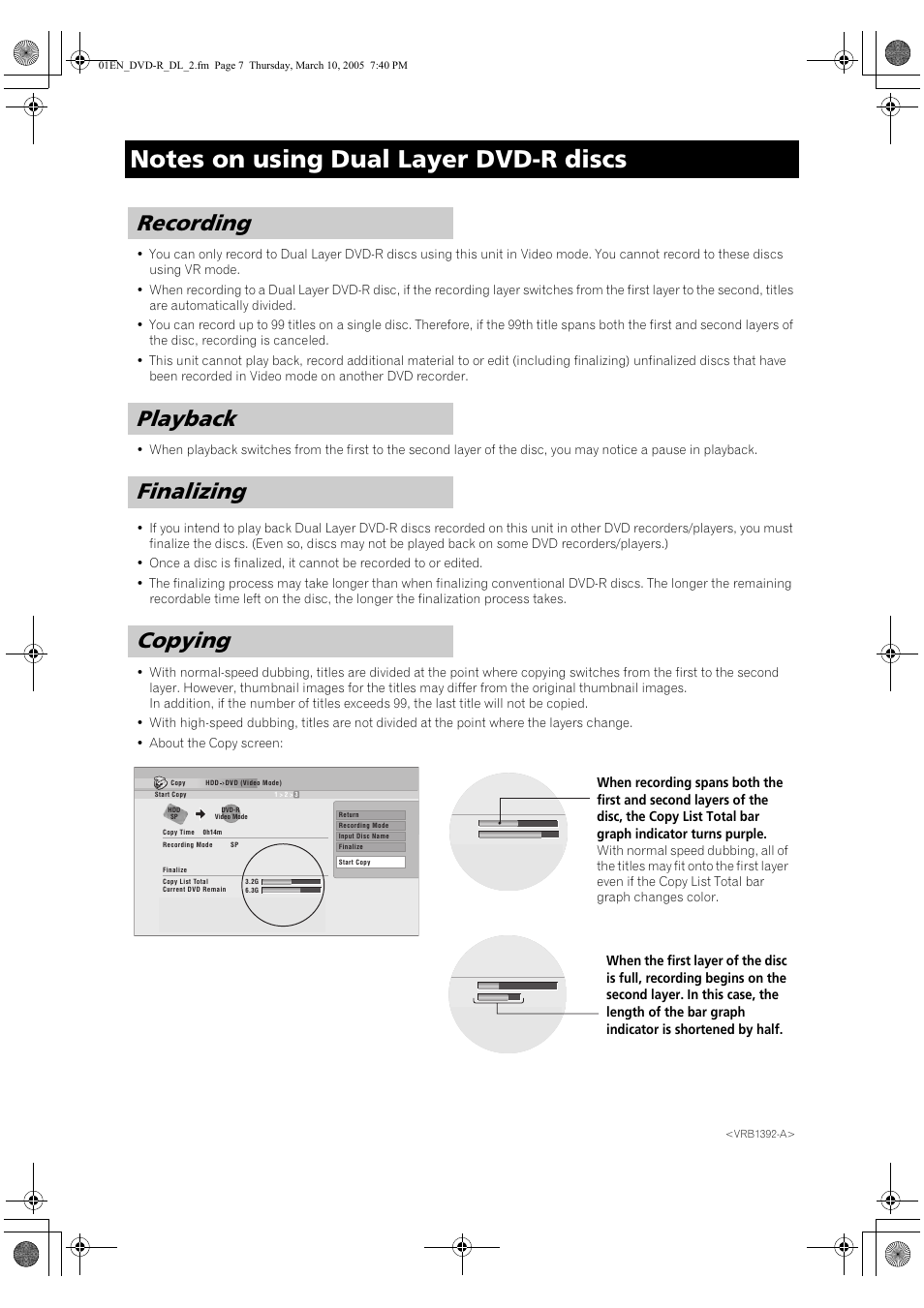 Recording playback finalizing copying | Pioneer DVR-530H User Manual | Page 2 / 2