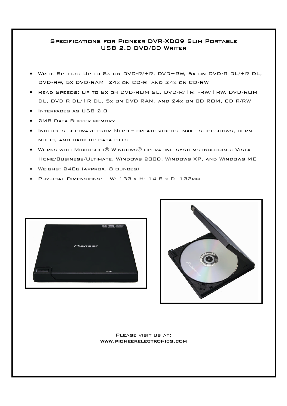 Pioneer DVR-XD09 User Manual | Page 2 / 2
