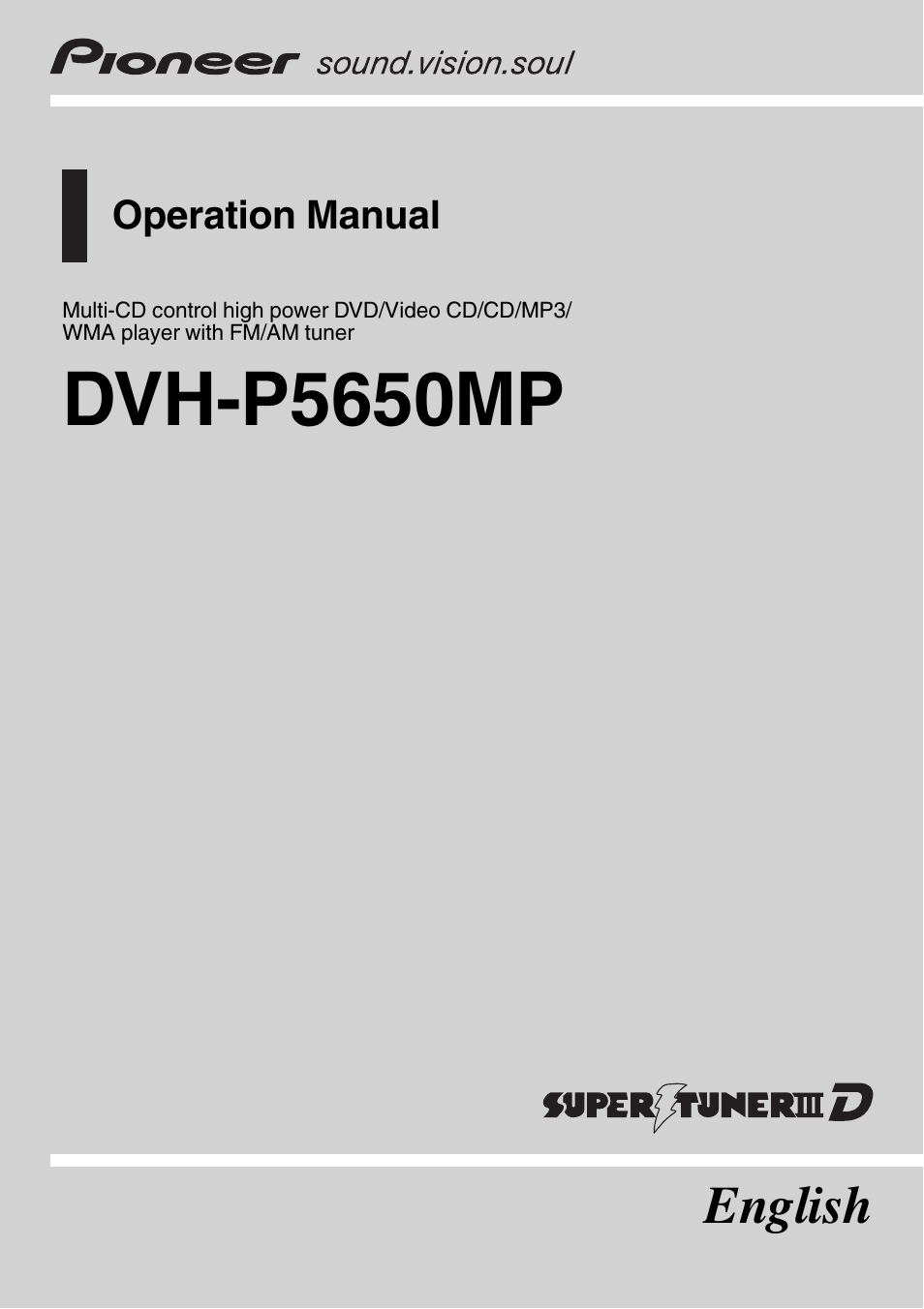 Pioneer DVH-P5650MP User Manual | 102 pages