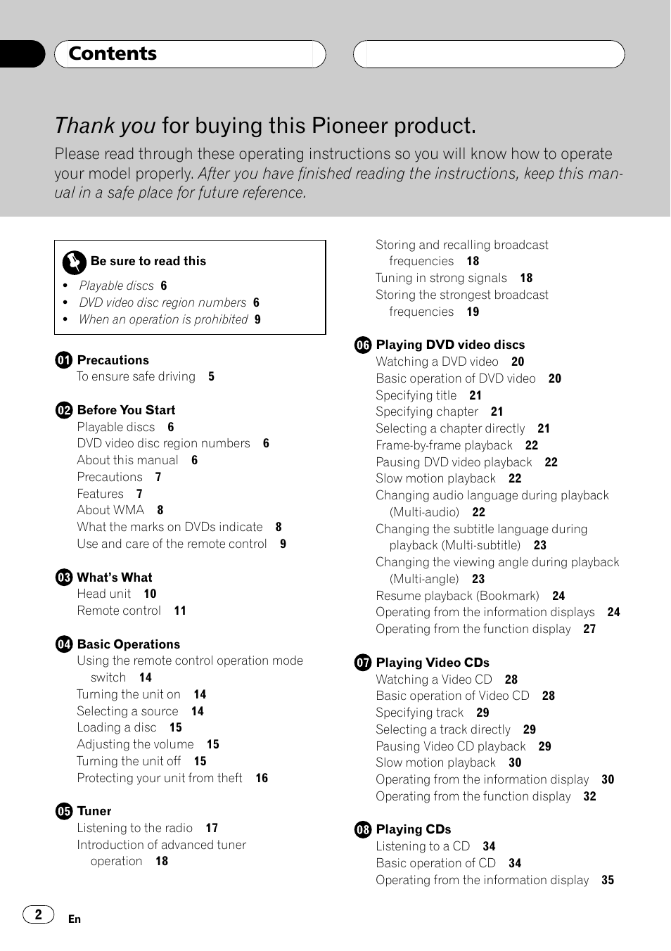 Pioneer DVH-P5650MP User Manual | Page 2 / 102