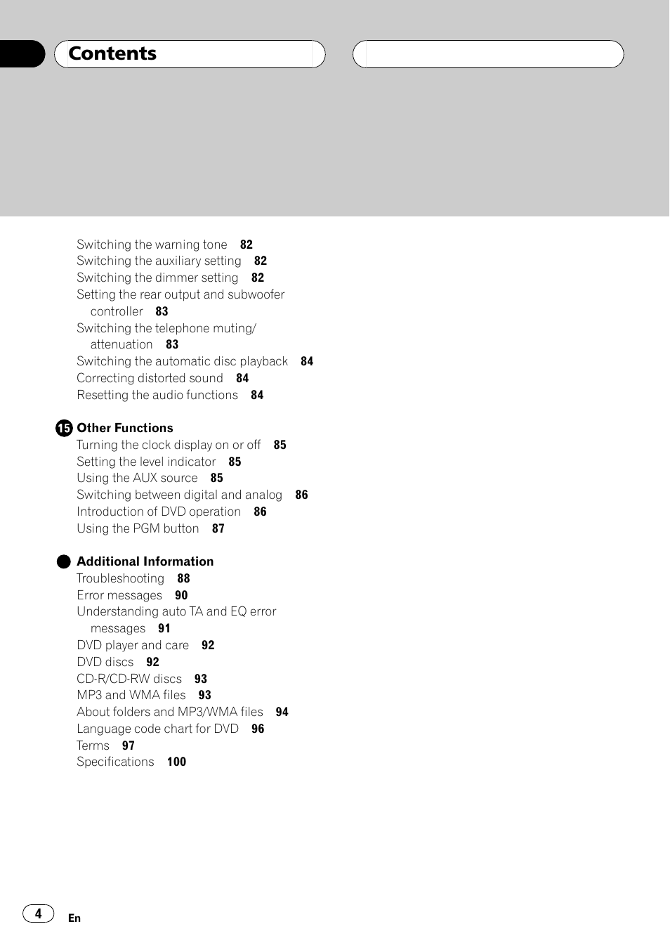 Pioneer DVH-P5650MP User Manual | Page 4 / 102