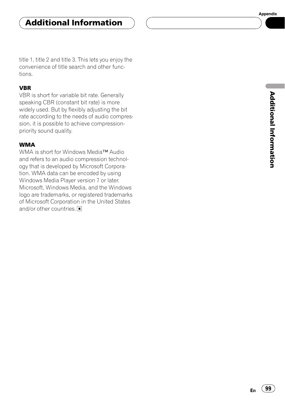 Additional information | Pioneer DVH-P5650MP User Manual | Page 99 / 102