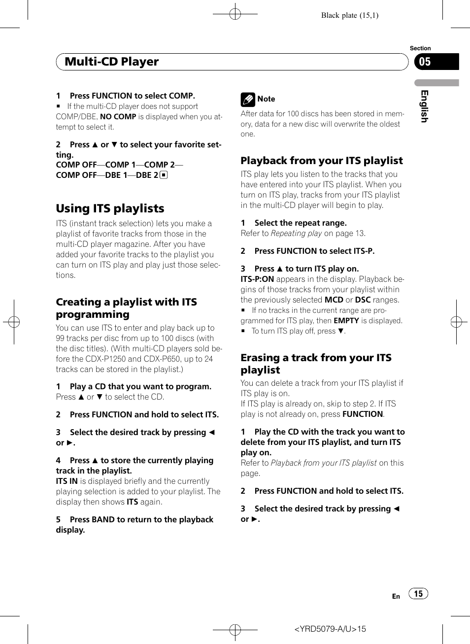 Using its playlists, Creating a playlist with its, Programming | Playback from your its playlist 15, Erasing a track from your its, Playlist, Multi-cd player, Creating a playlist with its programming, Playback from your its playlist, Erasing a track from your its playlist | Pioneer Super Tuner III D DEH-P3950MP User Manual | Page 15 / 92