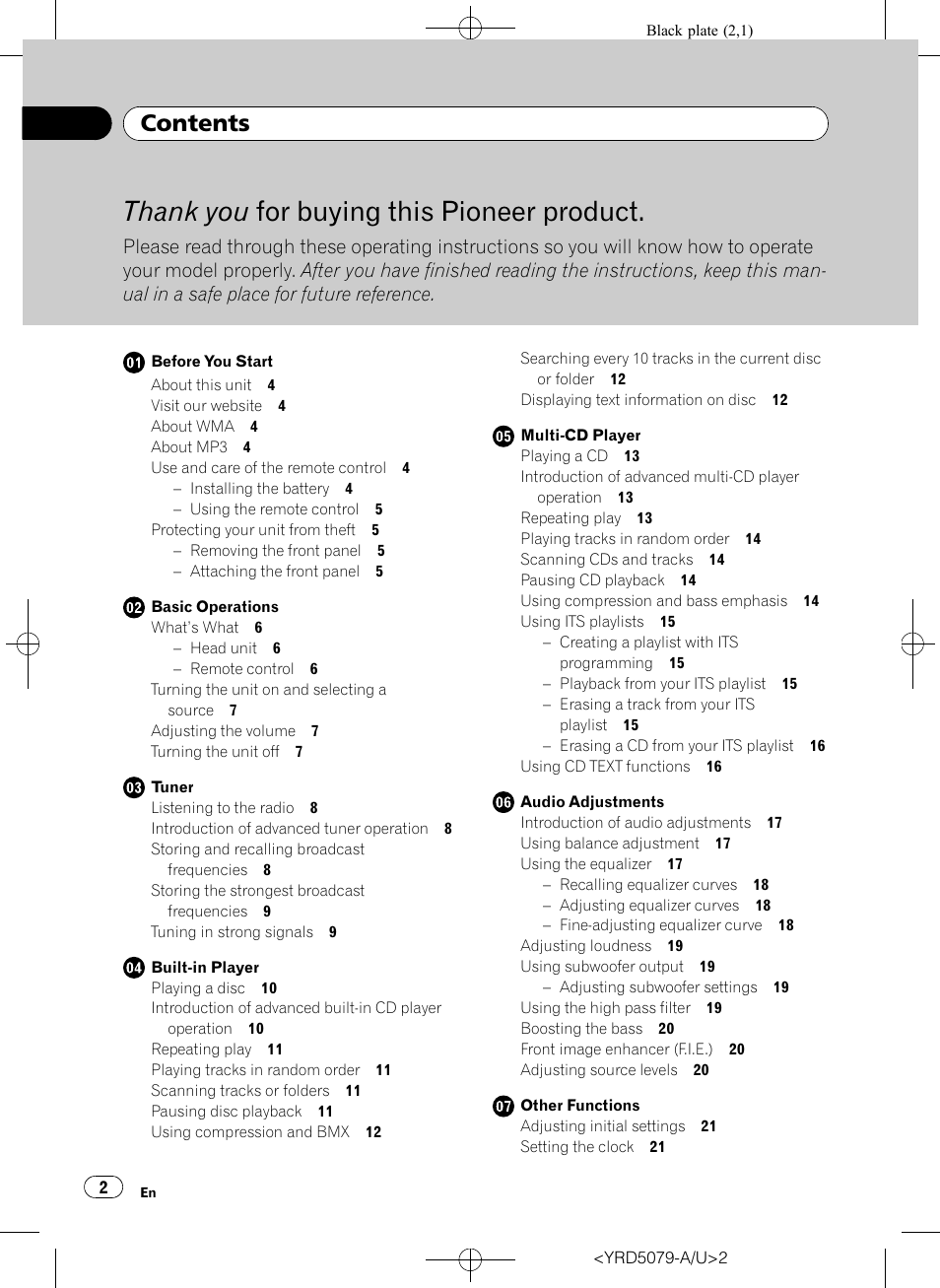 Pioneer Super Tuner III D DEH-P3950MP User Manual | Page 2 / 92