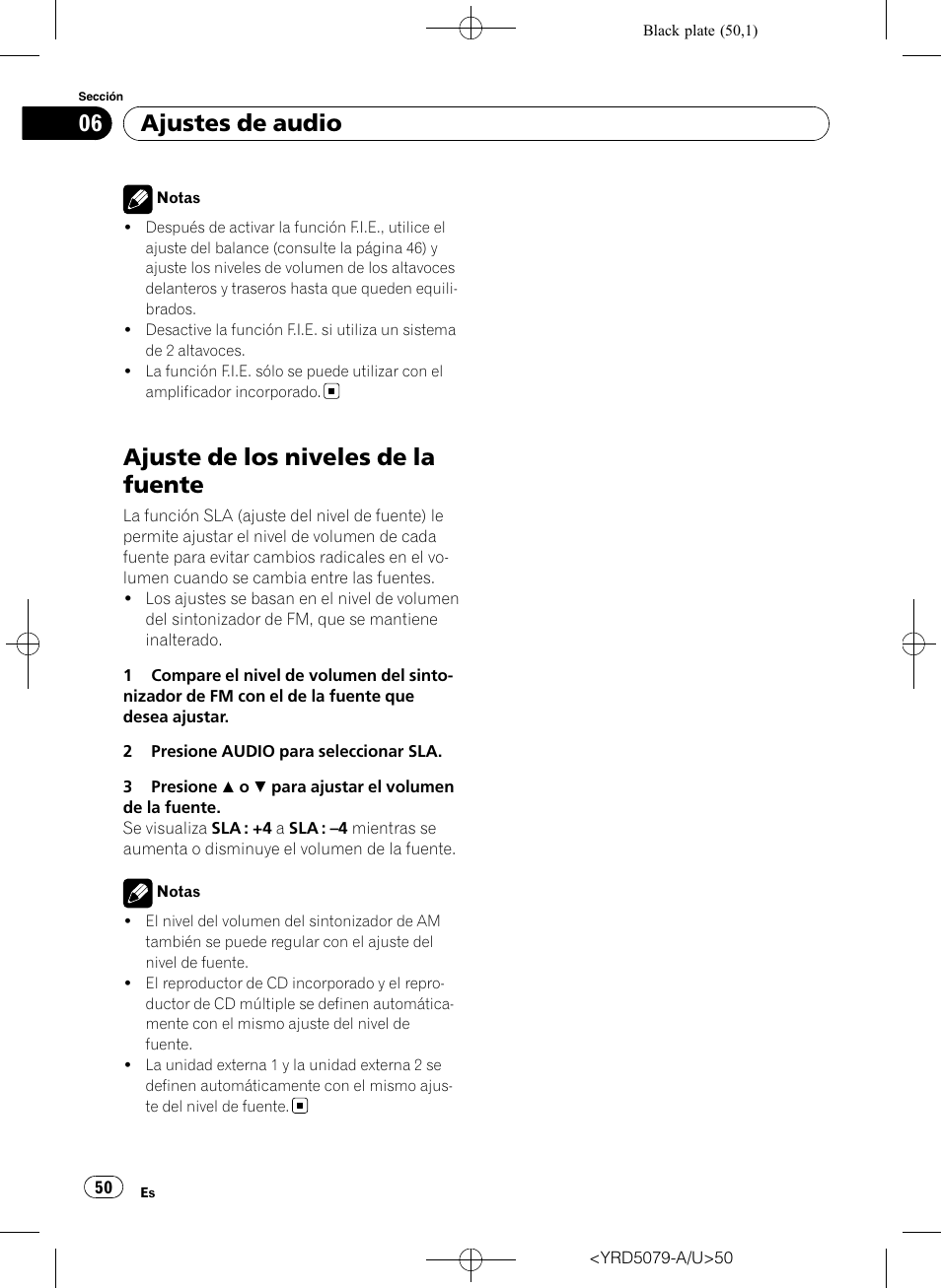 Ajuste de los niveles de la fuente, Ajustes de audio | Pioneer Super Tuner III D DEH-P3950MP User Manual | Page 50 / 92