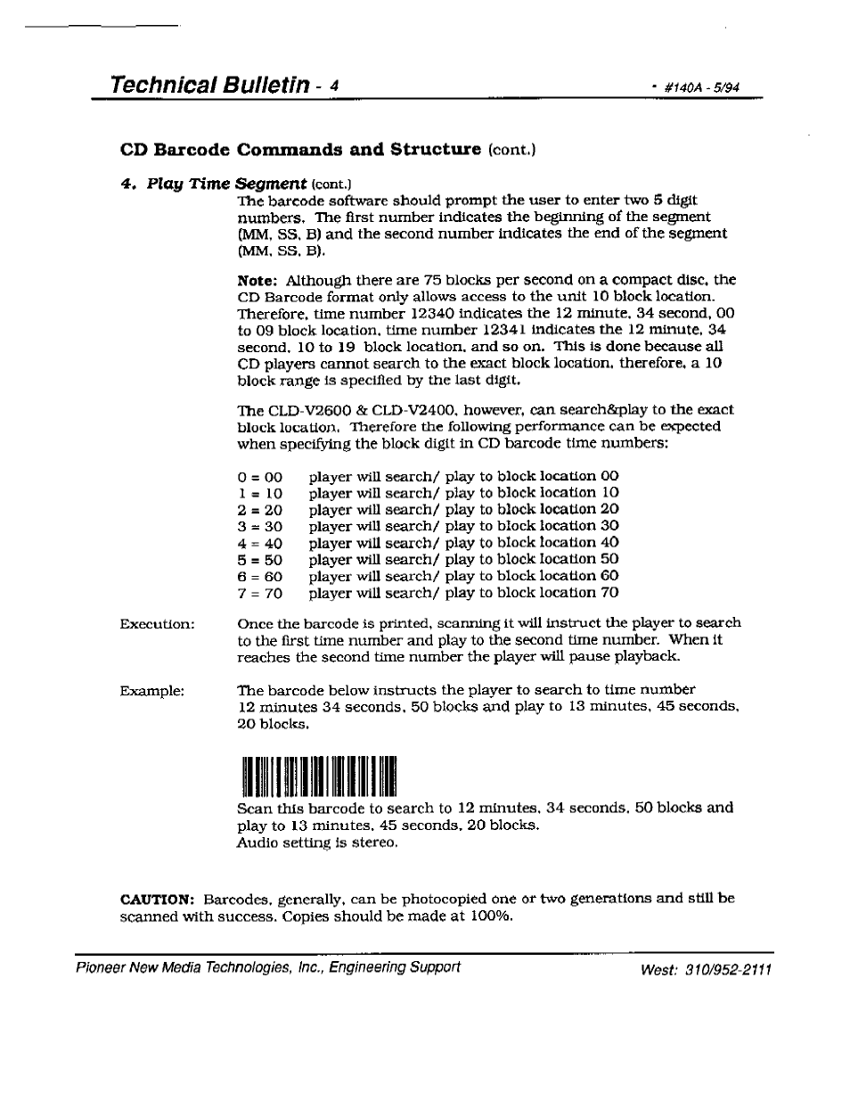 Technical bulletin - 4 | Pioneer BARCODE CLD-V2400 User Manual | Page 4 / 4