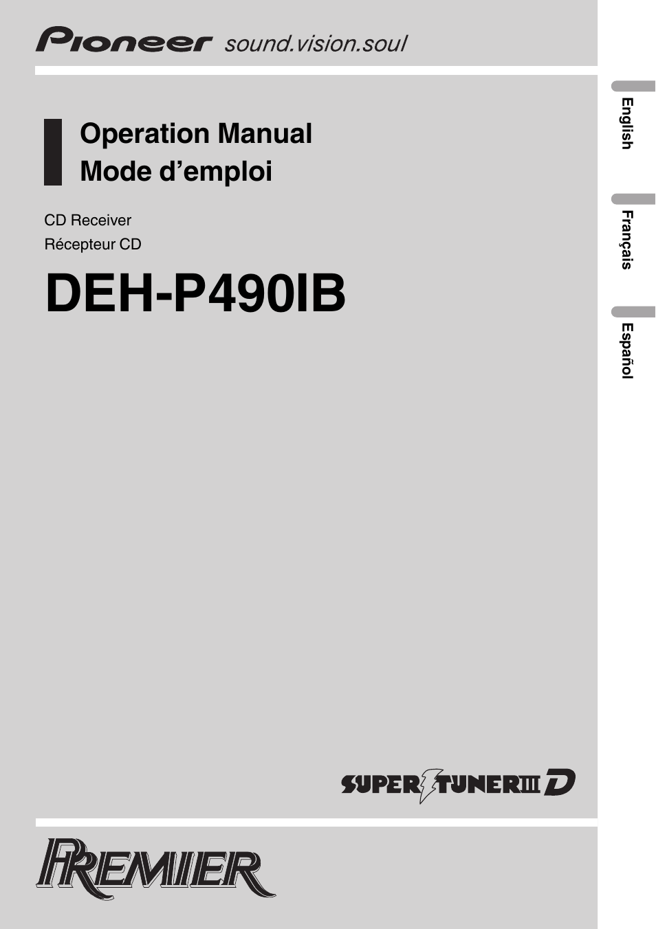 Pioneer Premier DEH-P490IB User Manual | 118 pages