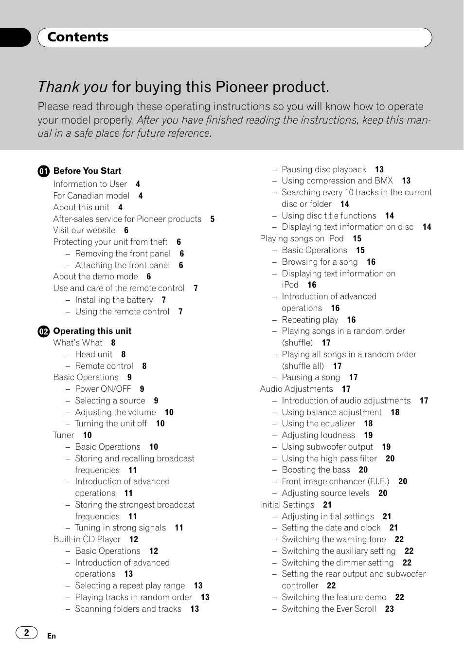 Pioneer Premier DEH-P490IB User Manual | Page 2 / 118