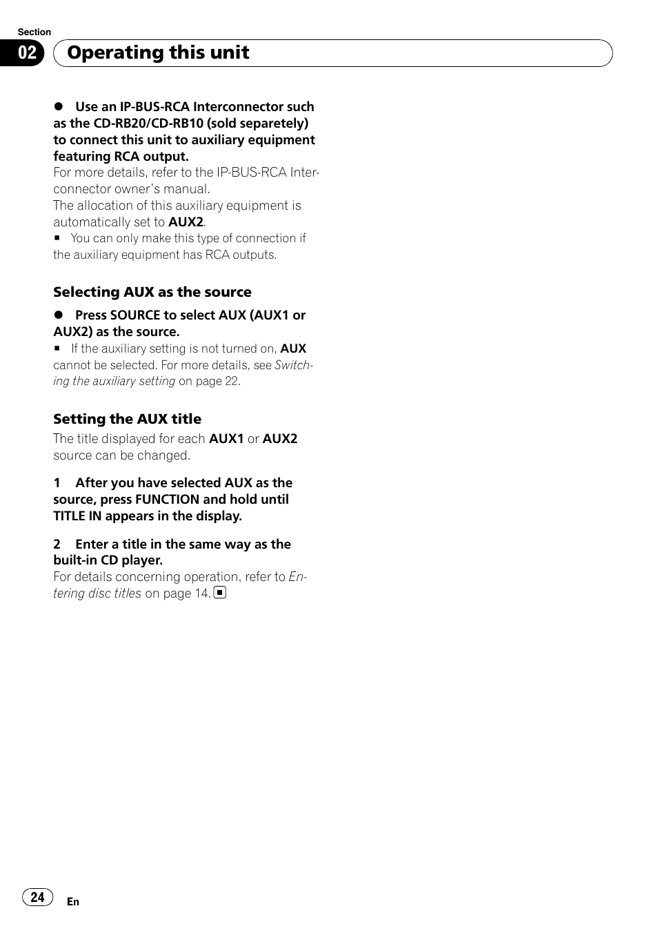 Operating this unit | Pioneer Premier DEH-P490IB User Manual | Page 24 / 118